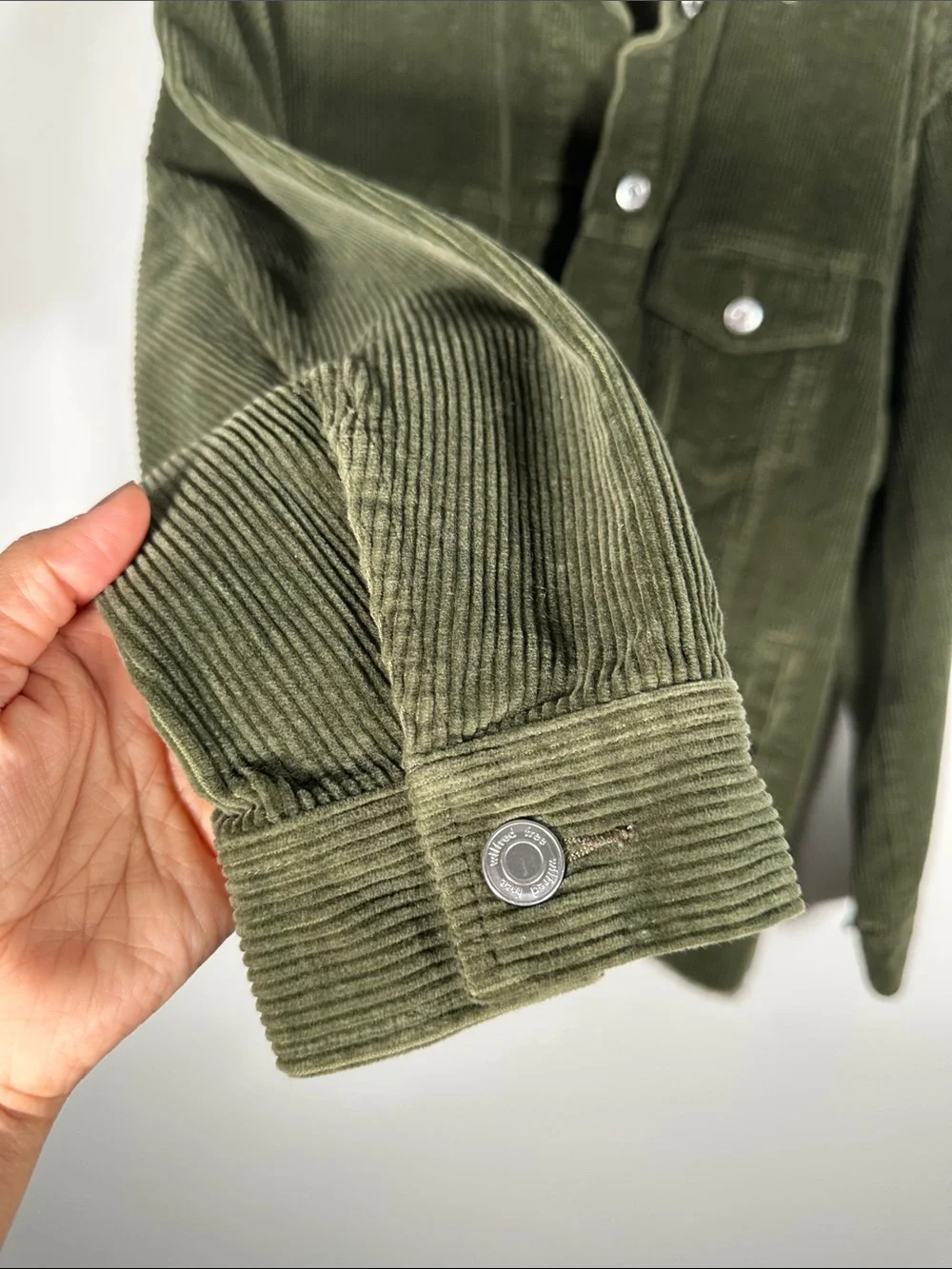 Wilfred Free Corduroy Jacket XS Oversized Olive Green Button Front